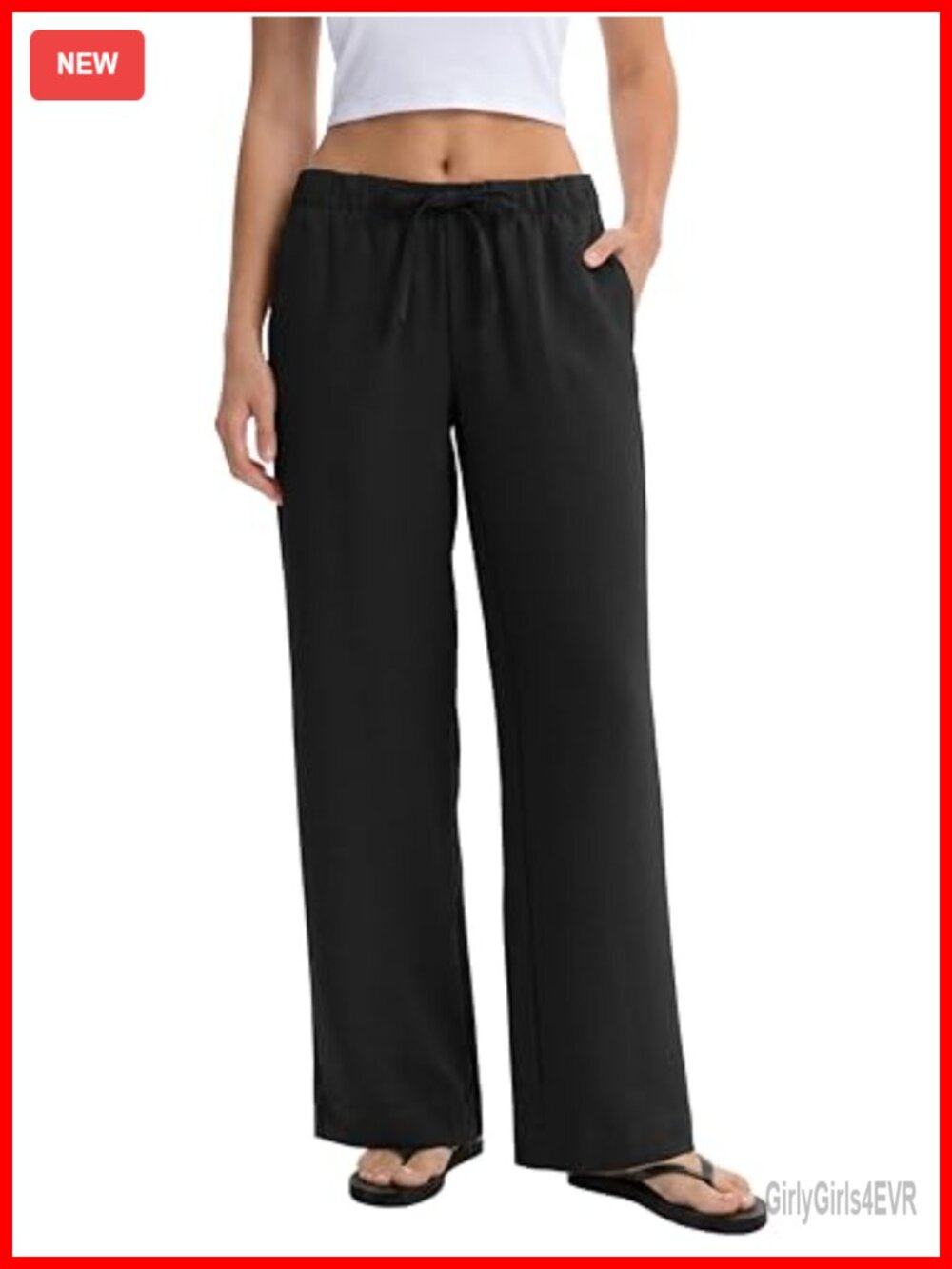 Wide Leg Crepe Pants High Rise Relaxed Fit with Pockets
